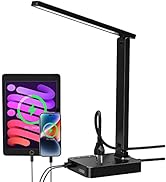 Desk Lamp,Desk Lamps for Home Office,COZOO LED Desk Lamp with 2 USB Charging Port,2 AC Outlet,3 C...