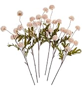 SITUMEIZI Beige Artificial Flowers Faux Silk Pompon Mum Fake Mini Chrysanthemum Flowers Mums 6Pcs...