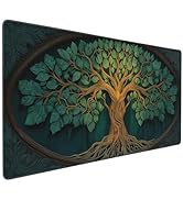 Buslint Mystical Green Tree Gaming Mouse Pad, Forest Árbol de la vida Design, XXL Extended Desk M...