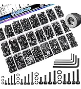mxuteuk Metric Screw Assortment Kit,M3 M4 M5 M6 Machine Screws with Lock &amp; Flat Washers,12.9 Carb...