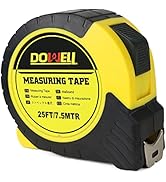 DOWELL Measuring Tape Measure 25ft Measurement Tape Steel Blade Shock Absorbent Solid Rubber Case...
