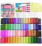 CiaraQ Polymer Clay Starter kit, Oven Bake Modeling Clay with Sculpting Tools, 60 Colors, 3.24 lb