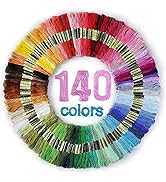 Premium Rainbow Color Embroidery Floss 140 Skeins Per Pack with Cotton for Cross Stitch Threads, ...