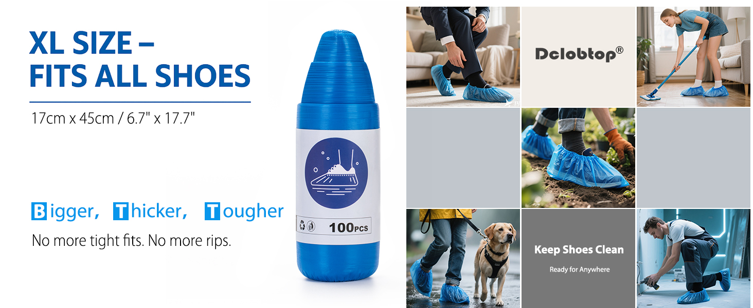 disposable shoe covers 100 pack non-slip waterproof CPE plastic indoor use one size fits most