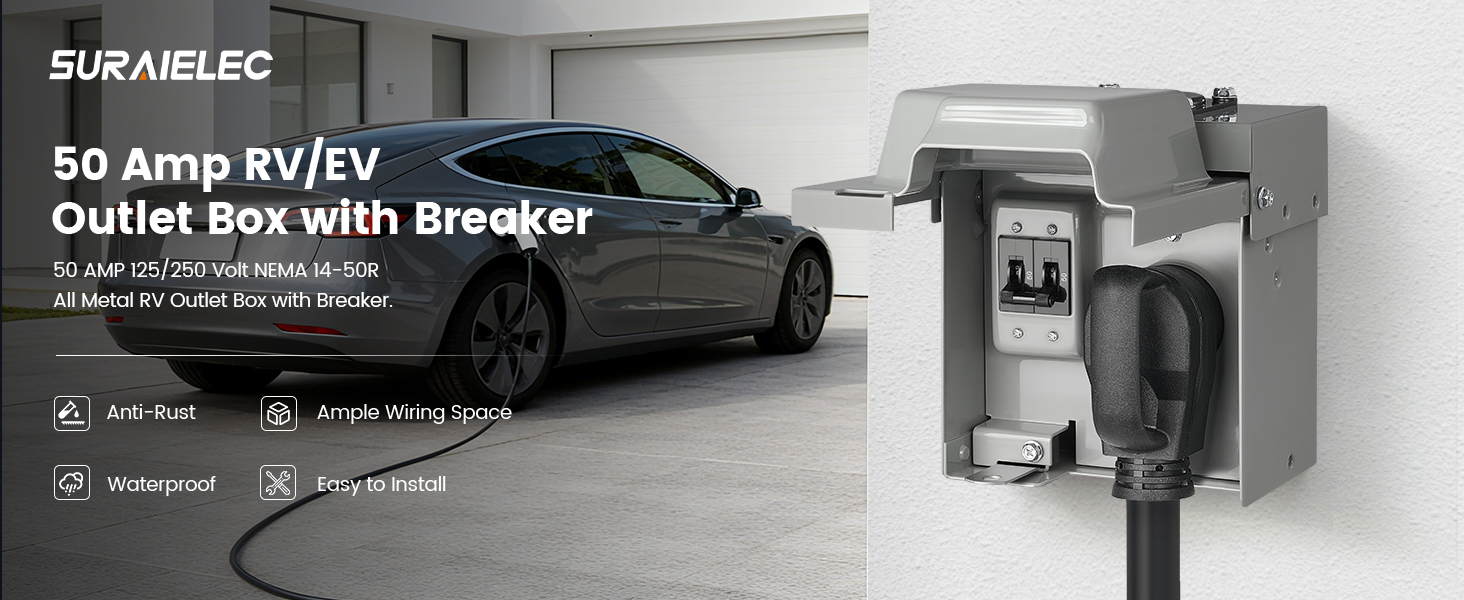 50 amp RV Outlet Box with Breaker