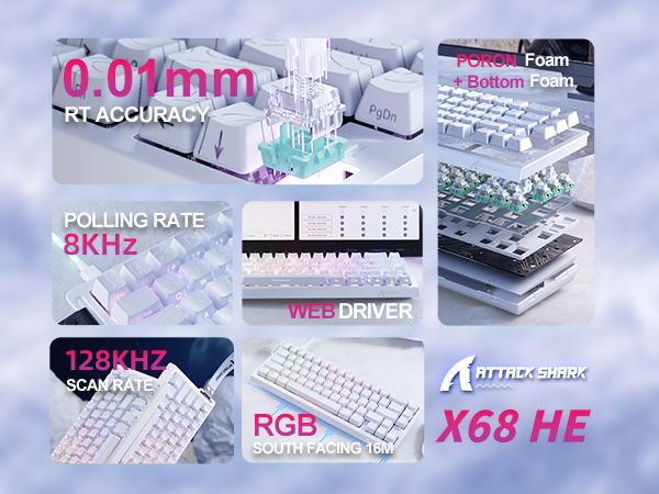 ATTACK SHARK X68 HE Mechanical Gaming Keyboard for ESPORT FPS VALORANT RHYTHM Gamers