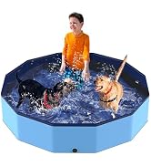 Foldable Dog Pool, Pool for Kids, 57" Dog Washing Tub for Large Dog, Non-Slip Kiddie Swimming Poo...