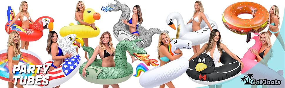 gofloats giant inflatable ride on pool floatie swimming tube water toy raft kids adults party fun