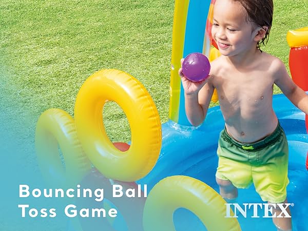 Intex 9.75 x 6.3 Foot Rainbow Slide Inflatable Pool and Water Slide Ring Center