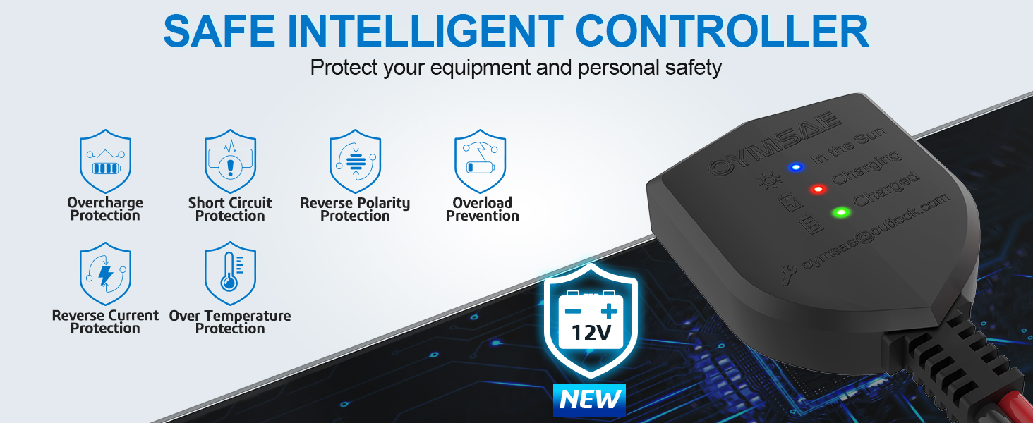 OYMSAE 5W 12V Solar Car Battery Charger Portable