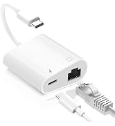 MTIQHS USB C to Ethernet Adapter, 2-in-1 USB C to RJ45 Ethernet Adapter with 60W Type C PD Chargi...