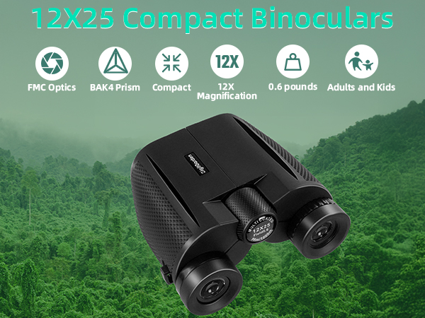 12x25 HD Binoculars for Adults and Kids 