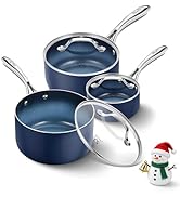 KOCH SYSTEME CS Nonstick Sauce Pan with Lid 1QT &amp; 2QT &amp; 3QT, 6pcs Nonstick Saucepan Set with Cool...