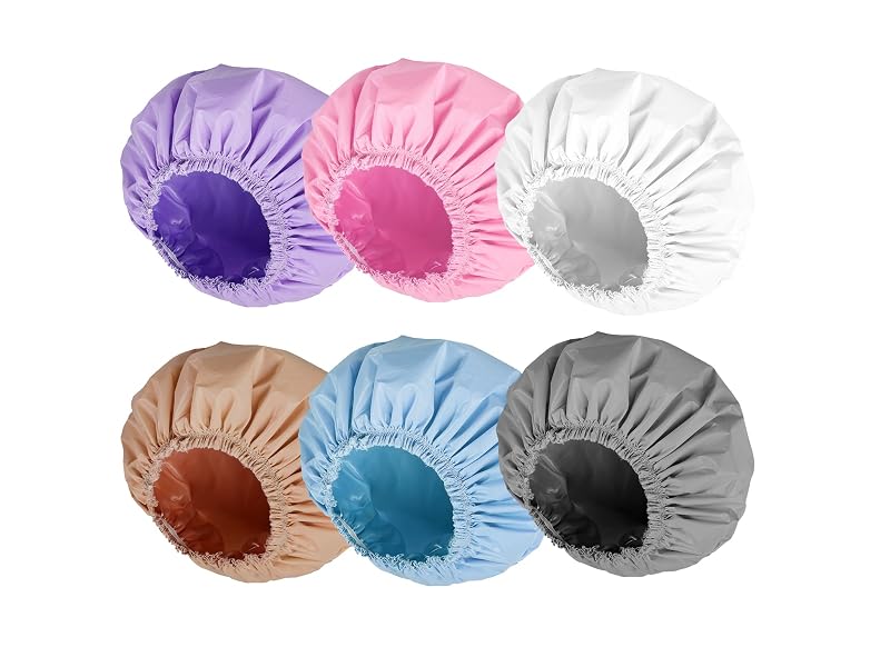 6 PCS Double Layer Waterproof Shower Caps