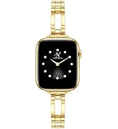 Newlibery Gold Slim Bands for Women Compatible with Apple Watch 38mm 40mm 41mm 42mm 44mm 45mm 46m...