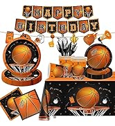 Basketball Party Supplies, 142Pcs Basketball Sports Theme Birthday Party Supplies Tableware Set,I...