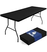 homing 4 Packs 6 Foot Rectangle Table Cloth, Waterproof Polyester Elastic Fitted Tablecloth, Wash...