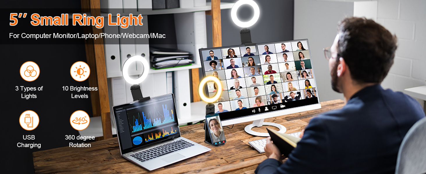 ring light computer aro de luz phone content influencer monitor small selfie zoom laptop webcam vide