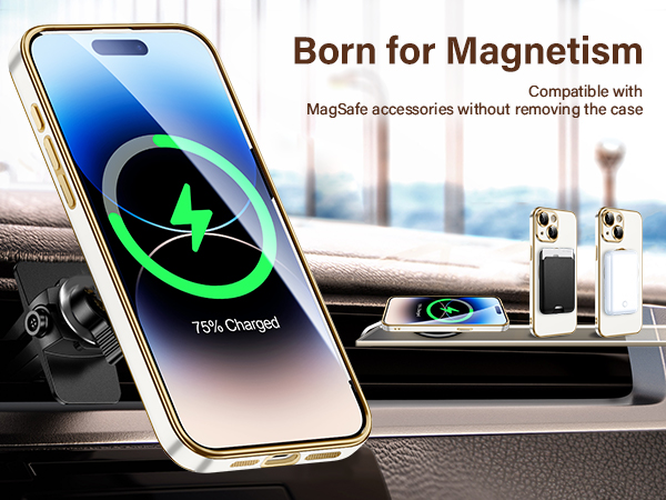 Magnetic Case for iPhone 13 Case with Magnet Ring Stand, Protective Phone Case for Women