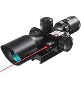 Pinty 2.5-10x40 Red Green Illuminated Mil-dot Tactical Rifle Scope with Red Laser Combo - Green L...