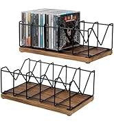 MyGift 2 Pcs CD Rack Stand Holder, DVD Tower, Tabletop Compact Disc Case Organizer Storage - Hold...