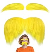 Yellow Mustache and Eyebrows Set for Adult - Funny Cosplay Costume Accessories, Fake Beard for Ha...