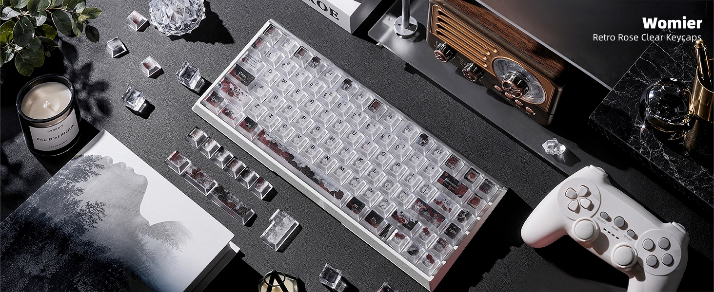Clear Keycaps, Shine-Through Keycaps, Jelly Keycaps Cherry Profile Keycaps for Mechanical Keyboard