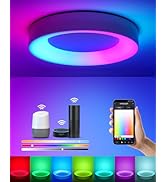 Annaror Smart Ceiling Light WiFi, RGB LED Ceiling Light Fixture, 2400LM Flush Mount Lighting Fixt...