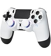 mone Wireless Controller for PS4/PC, White Spider Design, Hall Effect Joystick, RGB Lighting, Dua...
