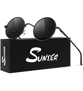 Sunier Round Sunglasses Men Womens Shades Polarized Retro Circle UV400 Sun Glasses