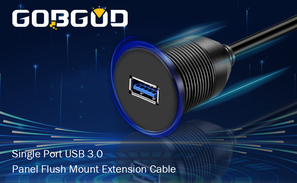 GOBGOD Single Port USB 3.0 Car Mount Flush Cable Scene1