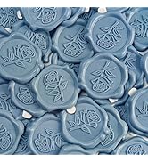 Pilloze 50 Pcs Adhesive Blue Rose Wax Seal Stickers, Blue Rose Seal for Envelope, Wedding Invitat...