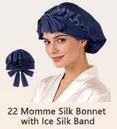 ZIMASILK 22 Momme Mulberry Silk Bonnet for Sleeping Women Double Layer Silk Hair Wrap for Long &amp; ...