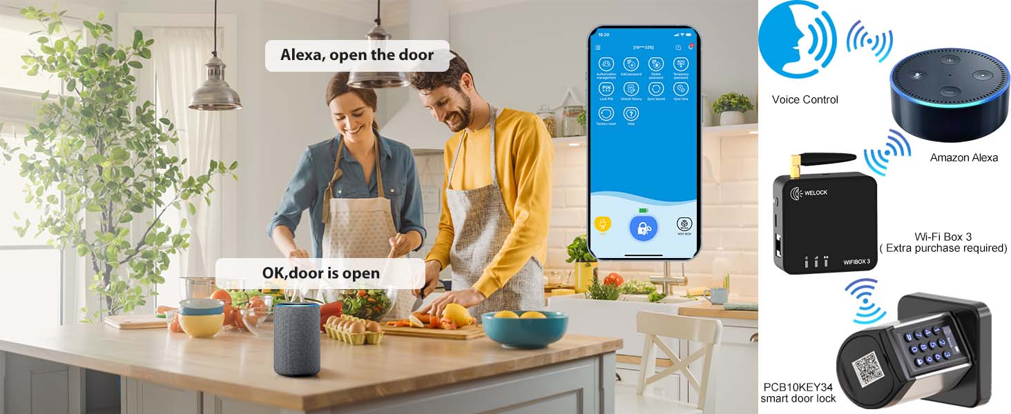 ALEXA vocie unlock wifi smart door lock keypad lock for electric