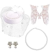 Hiceeden 4 Pieces White Fascinator Hat for Women, Elegant Tea Party Hats Wedding Hat for Girls, 2...