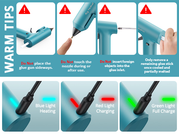Tilswall Cordless Hot Glue Gun, Fast Preheating