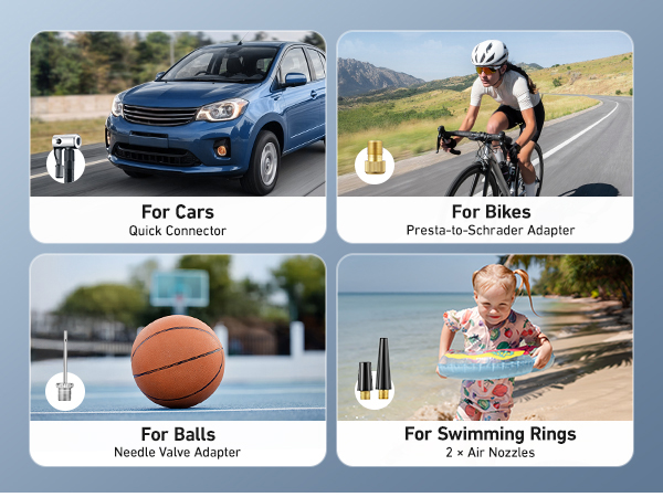air pump, Quick Connector: For Cars, Bikes, Balls, Swimming Rings