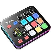 MAONO Gaming Audio Mixer, Audio Interface with Pro-preamp, RGB, Bluetooth, 48V Phantom Power for ...