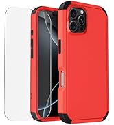 Compatible with iPhone 16 Pro Phone Case with Tempered Glass Screen Protector - 3 in 1 Shockproof...