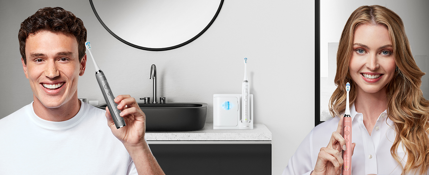 AquaSonic Vibe Series PRO Electric Toothbrush different cleaning modes, safe for sensitive teeth