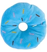 WsjiaboFux Blue Donut Dog Chew Toy Soft Plush Donut Sound Toy Cute Pet Bite Squeaker Sound Puppy ...