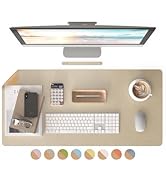 RENMTURE Dual-Sided Large Desk Pad, Faux Leather Natural Cork Mouse pad, Desk Accessories Protect...
