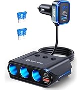 7 in 1 Cigarette Lighter Splitter,SONRU 180W (Max 192W) Cigarette Lighter Adapter with Dual PD 36...