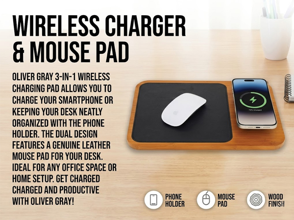 Oliver Gray Wireless Charger &amp; Mouse Pad
