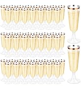 mwellewm 100 Pcs Plastic Champagne Flutes, Disposable Clear Champagne Glasses, Mimosa Glasses 5oz...