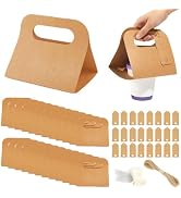 BENECREAT 24 Pcs Cup Drink Carrier with Handle, Foldable Kraft Paper Hand-held Cup Holder with 24...