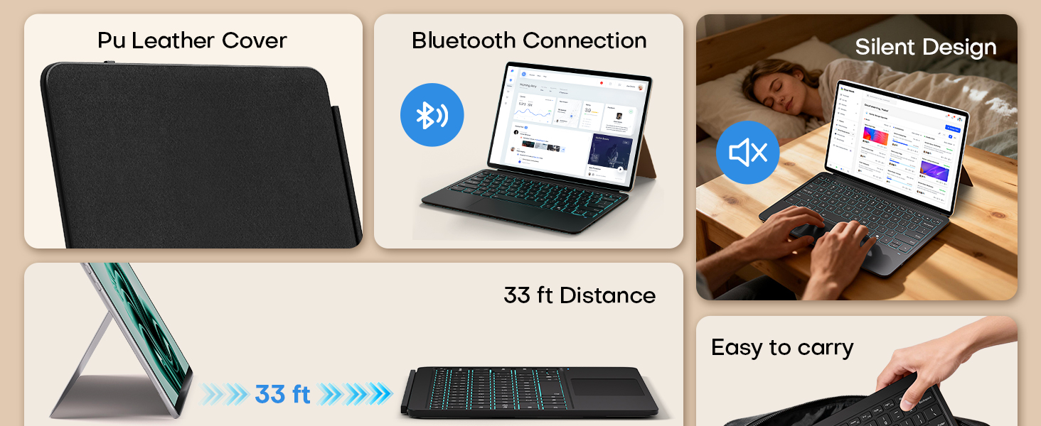 PU Leather Bluetooth Wireless Keyboard