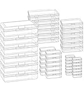Goodma 42 Pieces Mixed Sizes Rectangular Empty Mini Clear Plastic Organizer Storage Box Container...