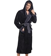 Inner Wish Mens Hooded Robe, Plush Long Highly Absorbent Bath robes Cozy Warm Bathrobe Fuzzy male...