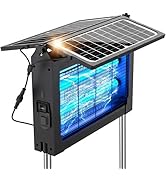 Upgraded Solar Bug Zapper Outdoor with Dual Panels, 4500V Cordless Rechargeable Fly Insect Killer...